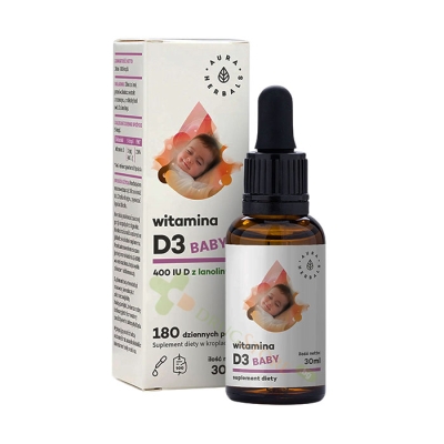АУРА ХЕРБАЛС ВИТАМИН D3 БЕБЕ капки 400IU 30 мл / AURA HERBALS VITAMIN D3 BABY drops 400IU 