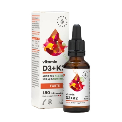 АУРА ХЕРБАЛС ВИТАМИН D3 + K2 ФОРТЕ капки 30 мл / AURA HERBALS VITAMIN D3 + K2 FORTE drops