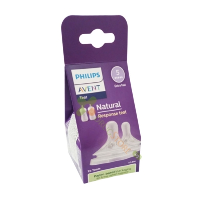АВЕНТ БИБЕРОНИ NATURAL RESPONSE 5 ДУПКИ 6+ месеца 2 броя / AVENT NATURAL RESPONSE TEAT 5 HOLES 6+ months 