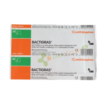 БАКТИГРАС ЛЕПЕНКА 15 см / 20 см 1 брой / SMITH & NEPHEW BACTIGRAS DRESSING 15 cm / 20 cm 