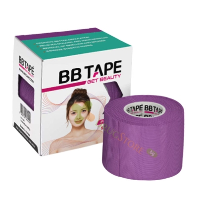 ББ ТЕЙП КОПРИНЕНА КИНЕЗИО ЛЕНТА ЗА ЛИЦЕ 5 см / 5 см ЛИЛАВА / BB TAPE FACE SILK 5 sm / 5 m PURPLE