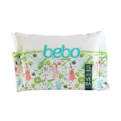 МОКРИ КЪРПИ С ЕКСТРАКТ ОТ АЛОЕ ВЕРА БЕБО 15 броя / BEBO WET WIPES WITH ALOE VERA EXTRACT