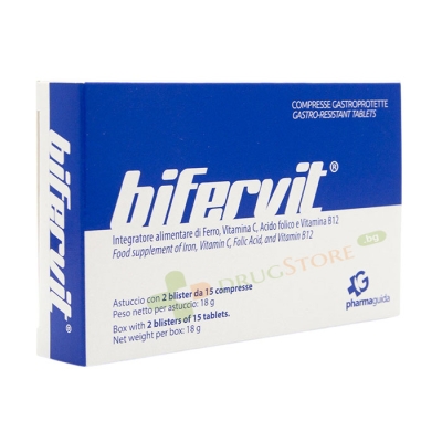 БИФЕРВИТ / ЖЕЛЯЗО + ФОЛИЕВА КИСЕЛИНА, ВИТАМИН C И B12 таблетки 30 броя / PHARMAGUIDA BIFERIT 