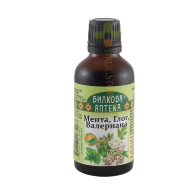 БИЛКОВА АПТЕКА ТИНКТУРА МЕНТА, ГЛОГ, ВАЛЕРИАНА + ТИАМИН 50 мл / BILKOVA APTEKA MENTHA, CRATAEGUS, VALERIANA + THIAMINE