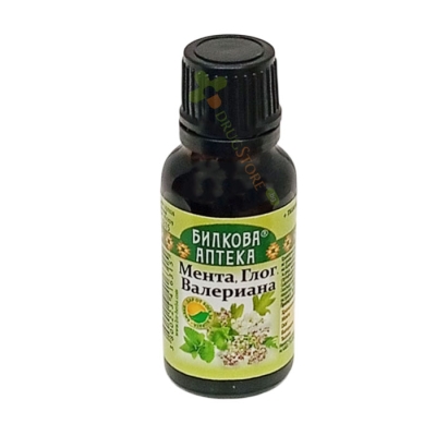 БИЛКОВА АПТЕКА ТИНКТУРА МЕНТА, ГЛОГ, ВАЛЕРИАНА + ТИАМИН 20 мл / BILKOVA APTEKA MENTHA, CRATAEGUS, VALERIANA + THIAMINE 