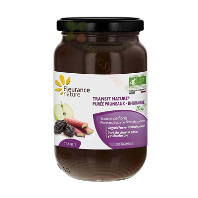 БИО ПЮРЕ СЪС СИНИ СЛИВИ, РЕВЕН И ЯБЪЛКОВИ ФИБРИ 290 г / FLEURANCE NATURE TRQNSIT NATURE ORGANIC PURETE WITH PLUMS, RHUBAR AND APPLE FIBERS 