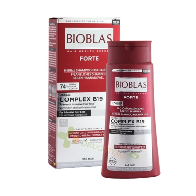 БИОБЛАС ФОРТЕ ШАМПОАН ПРОТИВ КОСОПАД 360 мл / BIOBLAS FORTE HERBAL SHAMPOO FOR HAIR LOSS