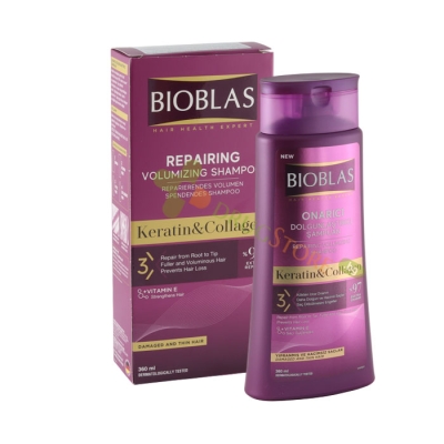 БИОБЛАС ШАМПОАН С КЕРАТИН И КОЛАГЕН ЗА ТЪНКА КОСА 360 мл / BIOBLAS REPAIR VOLUMIZING SHAMPOO KERATIN & COLLAGEN 