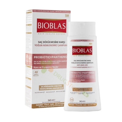 БИОБЛАС ШАМПОАН ЗА СУХА И УВРЕДЕНА КОСА С ПРОБИОТИК И ПАНТЕНОЛ 360 мл / BIOBLAS ANTI HAIR-LOSS INTENSIVE MOISTURIZING SHAMPOO