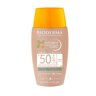 БИОДЕРМА ФОТОДЕРМ NUDE TOUCH SPF 50 + СЛЪНЦЕЗАЩИТЕН КРЕМ ЗА КОМБИНИРАНА КЪМ МАЗНА КОЖА - СВЕТЪЛ 40 мл. / BIODERMA PHOTODERM NUDE TOUCH