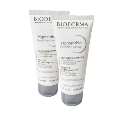 БИОДЕРМА ПИГМЕНТБИО КОМПЛЕКТ КРЕМ ЗА ИЗРАВНЯВАНЕ И ИЗСВЕТЛЯВАНЕ ТЕНА НА КОЖАТА НА ЧУВСТВИТЕЛНИТЕ ЗОНИ 75 мл 2 броя / BIODERMA PIGMENTBIO SENSITIVE AREAS TARGETED BRIGHTENING CARE