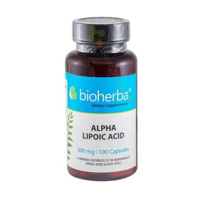 БИОХЕРБА АЛФА ЛИПОЕВА КИСЕЛИНА + ХРОМ капсули 100 броя / BIOHERBA ALPHA LIPOIC ACID + CHROMIUM
