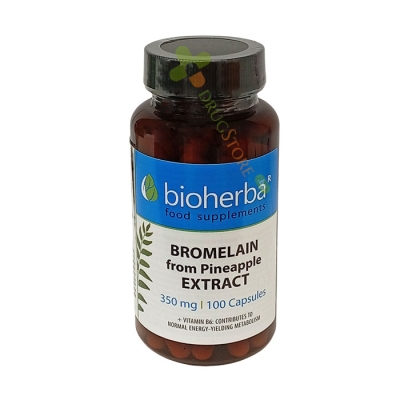БИОХЕРБА БРОМЕЛАИН ЕКСТРАКТ + ВИТАМИН B6 капсули 100 броя / BIOHERBA BROMELAIN EXTRACT + VITAMIN B6