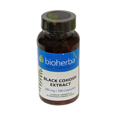 БИОХЕРБА ЧЕРЕН КОХОШ + ВИТАМИН B6 капсули 280 мг 100 броя / BIOHERBA BLACK COHOSH EXTRACT + VITAMIN B6 