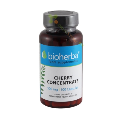БИОХЕРБА ЧЕРЕША КОНЦЕНТРАТ + ЖЕЛЕЗЕН ЦИТРАТ капсули 100 броя / BIOHERBA CHERRY CONCENTRATE + IRON CITRATE 