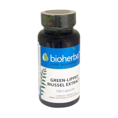 БИОХЕРБА ЕКСТРАКТ ОТ ЗЕЛЕНОУСТА МИДА + ВИТАМИН B6 капсули 100 броя / NIOHERBA GREEN-LIPPED MUSSLE EXTRACT WITH VITAMIN B6 