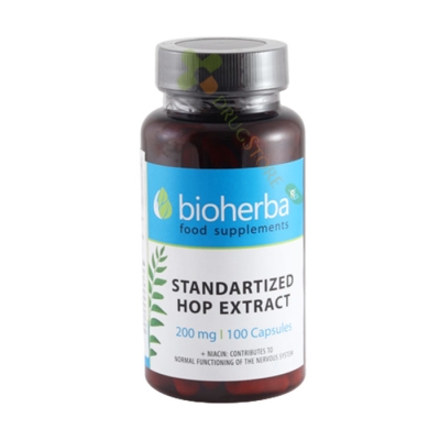 БИОХЕРБА ХМЕЛ ЕКСТРАКТ + НИАЦИН капсули 100 броя / BIOHERBA STANDARTIZED HOP EXTRACT + NIACIN 