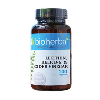 БИОХЕРБА ОТСЛАБВАНЕ 4 В 1 капсули 100 броя / BIOHERBA LECITHIN, KELP, B-6 & CIDER VINEGAR 4 IN 1