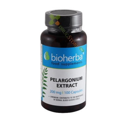 БИОХЕРБА ПЕЛАРГОНИУМ ЕКСТРАКТ + ХРОМ капсули 100 /броя / BIOHERBA PELARGONIUM EXTRACT + CHROMIUM 