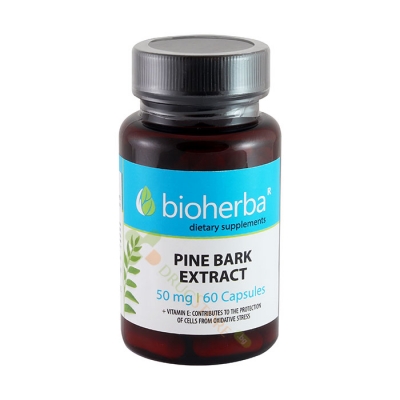 БИОХЕРБА ПРИМОРСКИ БОР + ВИТАМИН E капсули 60 броя / BIOHERBA PINE BARK EXTRACT + VITAMIN E