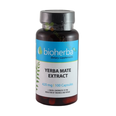 БИОХЕРБА ЙЕРБА МАТЕ + НИАЦИН капсули 420 мг 100 броя / BIOHERBA YERBA MATE EXTRACT + NIACIN