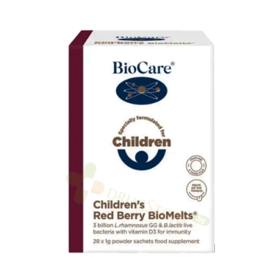 БИОКЕЪР ПРОБИОТИК ЗА ДЕЦА С ВКУС НА ГОРСКИ ПЛОДОВЕ саше 28 броя / BIOCARE CHILDREN'S RED BERRY BIOMELTS sachets