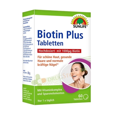 БИОТИН 1000 мкг С ВИТАМИНИ И МИНЕРАЛИ таблетки 60 броя / SUNLIFE BIOTIN PLUS VITAMIN AND MINERALS 