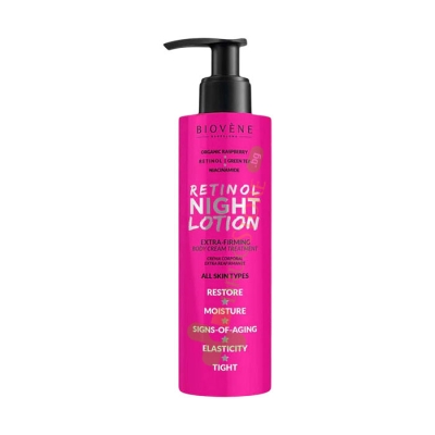 РЕТИНОЛ НОЩЕН ЛОСИОН С ЕКСТРА СТЯГАЩ ЕФЕКТ И МАЛИНА 200 мл / BIOVENE BARCELONA RETINOL NIGHT LOTION EXTRA-FIRMING ORGANIC RASPBERRY BODY CREAM