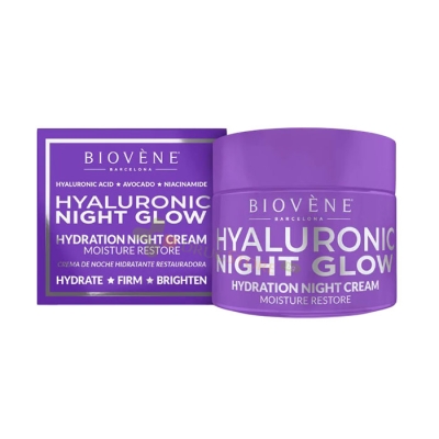 ВЪЗСТАНОВЯВАЩ НОЩЕН КРЕМ ЗА ЛИЦЕ С ХИАЛУРОН 50 мл / BIOVENE BARCELONA HYALURONIC NIGHT GLOW CREAM