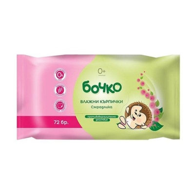 ВЛАЖНИ КЪРПИЧКИ С ЕКСТРАКТ ОТ СМРАДЛИКА БОЧКО плик 72 броя / BOCHKO WET WIPES SMOKE TREE x 72