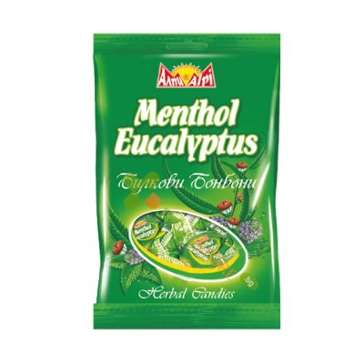 БОНБОНИ АЛПИ С МЕНТОЛ И ЕВКАЛИПТ 90 г / ALPI HERBAL CANDIES WITH MENTHOL AND EUCALYPTUS