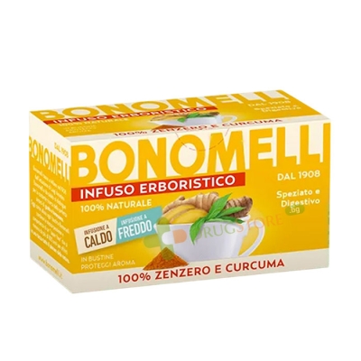 БОНОМЕЛИ БИЛКОВ ЧАЙ С ДЖИНДЖИФИЛ И КУРКУМА филтър 16 броя / BONOMELLI HERBAL TEA GINGER AND TURMERIC filter 