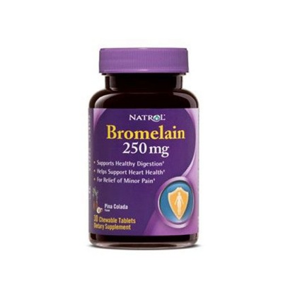 НАТРОЛ БРОМЕЛАИН дъвчащи таблетки 250 мг.  30 броя / NATROL BROMELAIN tablets 250 mg.  30