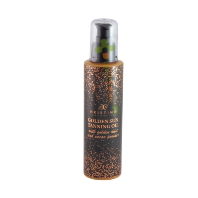 БРОНЗИРАЩО ОЛИО СЪС ЗЛАТЕН ПРАХ 200 мл / HRISTINA GOLDEN SUN TANNING OIL WITH GOLDEN DUST AND CACAO POWDER