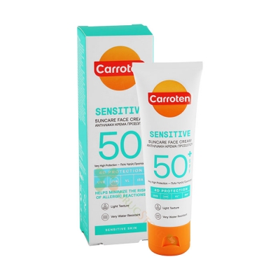 КАРОТЕН СЕНЗИТИВ СЛЪНЦЕЗАЩИТЕН КРЕМ ЗА ЛИЦЕ 4D SPF50+ 50 мл / CARROTEN SENSITIVE SUN CARE FACE CREAM 4D SPF50+