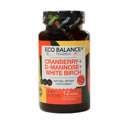 ЧЕРВЕНА БОРОВИНКА + D-МАНОЗА + БРЕЗА таблетки 12 броя / ECO BALANCE CRANBERRY + D-MANNOSE + WHITE BIRCH