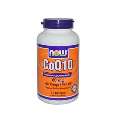 НАУ ФУДС КОЕНЗИМ Q10 60 мг. + ОМЕГА 3 драже 30 броя / NOW FOODS COQ10 ( COENZYME Q 10 ) + OMEGA 3