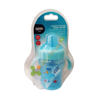 COLORFUL ПРЕХОДНА НЕРАЗЛИВАЩА ЧАША С ДРЪЖКИ 240 мл / WEE BABY COLORFUL NON-SPILL CUP