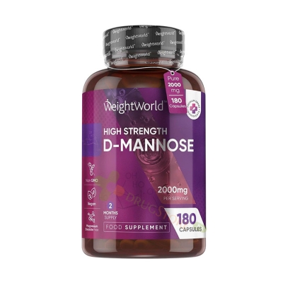 D-МАНОЗА капсули 180 броя / WEIGHT WORLD D-MANNOSE 