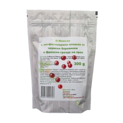 D-МАНОЗА С ЧЕРВЕНИ БОРОВИНКИ И ЧЕРВЕН КАСИС 300 г / EAT HEALTHY D-MANNOSE WITH BLUEBERRIES AND RED CURRANT 