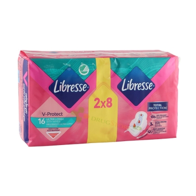 ДАМСКИ ПРЕВРЪЗКИ ЛИБРЕС УЛТРА ЛОНГ ПЛЮС ДУО 16 броя / SCA HYGIENE PRODUCTS LIBRESSE V-PROTECT ULTRA LONG PLUS DUO 6058