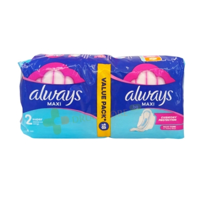 ДАМСКИ ПРЕВРЪЗКИ ОЛУЕЙС МАКСИ СУПЕР 18 броя / ALWAYS MAXI SUPER PADS 