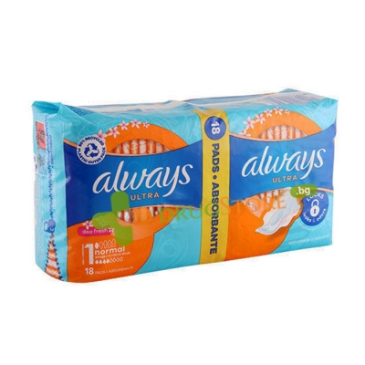 ДАМСКИ ПРЕВРЪЗКИ ОЛУЕЙС НОРМАЛ ДУОПАК 18 броя / PROCTER & GAMBLE ALWAYS ULTRA FRESH DUO PACK SANITARY NAPKIN