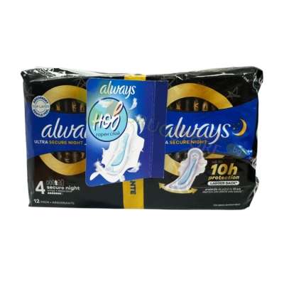 ДАМСКИ ПРЕВРЪЗКИ ОЛУЕЙС УЛТРА СЕКЮР НАЙТ 12 броя / PROCTER & GAMBLE ALWAYS ULTRA SECURE NIGHT PADS