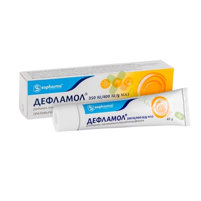 ДЕФЛАМОЛ маз 350 IU/400 IU/г 40 г / SOPHARMA DEFLAMOL ointment 350 IU/400 IU/g 