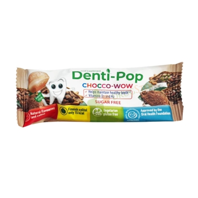 ДЕНТИ-ПОП БЛИЗАЛКА БЕЗ ЗАХАР С ВКУС НА КАКАО 1 брой / DENTI-POP SUGAR FREE LOLLIPOP CACAO FLAVOR