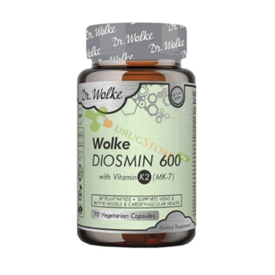ДИОСМИН + ВИТАМИН К2 600 мг капсули 70 броя / DR. WOLKE DIOSMIN + VITAMIN K2 600 mg