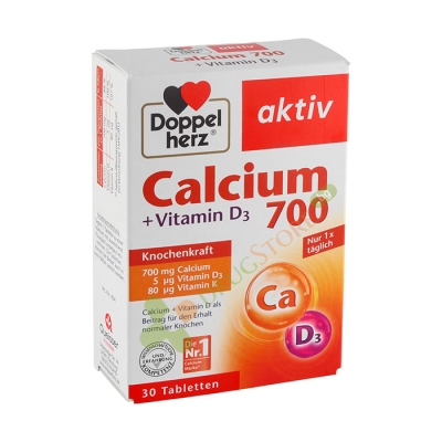 ДОПЕЛХЕРЦ АКТИВ КАЛЦИЙ + ВИТАМИНИ D3 И К таблетки 30 броя / DOPPELHERZ ACTIVE CALCIUM + VITAMINS D3 & K