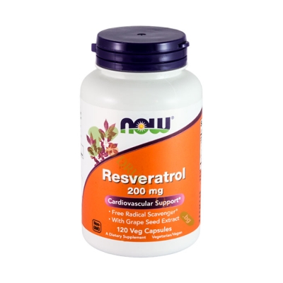 НАУ ФУДС МЕГА РЕСВЕРАТОЛ капсули 200 мг 120 броя/ NOW FOODS MEGA NATURAL RESVERATROL