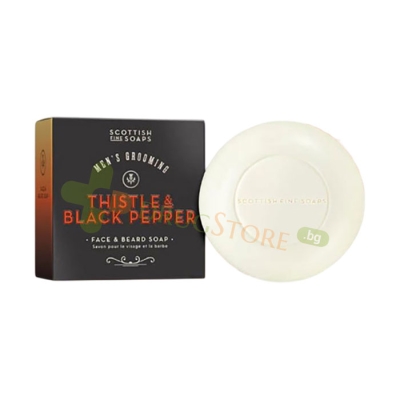 САПУН ЗА ЛИЦЕ И БРАДА ТРЪН И ЧЕРЕН ПИПЕР 100 г / SCOTTISH FINE THISTLE AND BLACK PEPPER FACE AND BEARD SOAP